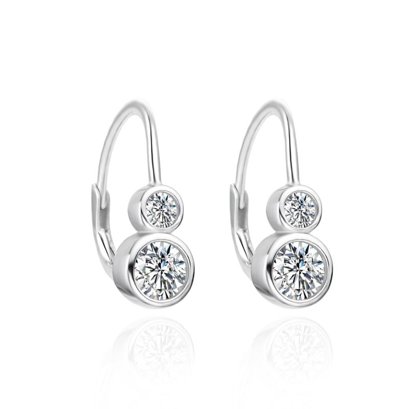 Stříbrné visací náušnice s čirými zirkony AGT-E260LW Agato