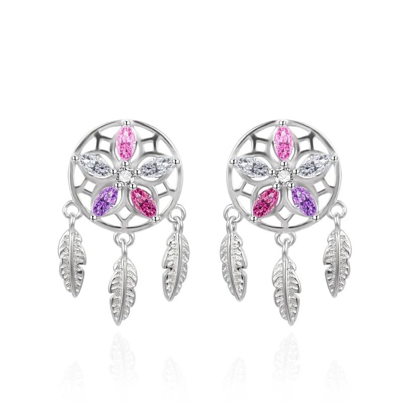 Okouzlující stříbrné náušnice Lapače snů AGT-E228PC Agato