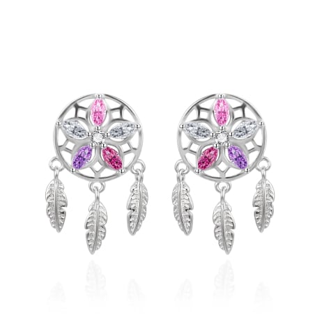 Okouzlující stříbrné náušnice Lapače snů AGT-E228PC Agato