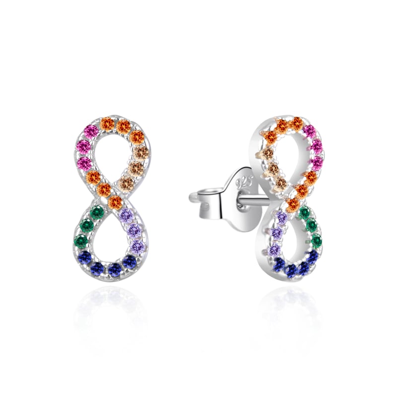Hravé náušnice Nekonečno s barevnými zirkony AGT-E229PC Agato