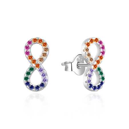 Hravé náušnice Nekonečno s barevnými zirkony AGT-E229PC Agato