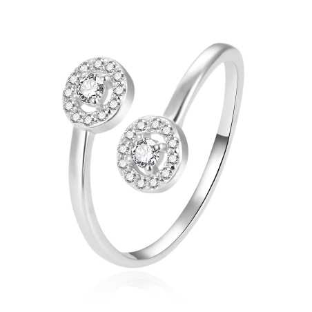 Elegantní otevřený stříbrný prsten se zirkony AGT-R55W Agato / Obvod: 52 mm - 52 mm