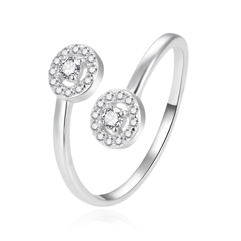 Elegantní otevřený stříbrný prsten se zirkony AGT-R55W Agato / Obvod: 62 mm - 62 mm Elegantní otevřený stříbrný prsten se zirkony AGT-R55W Agato / Obvod: 62 mm - 62 mm
