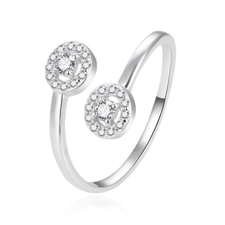 Elegantní otevřený stříbrný prsten se zirkony AGT-R55W Agato / Obvod: 62 mm - 62 mm
