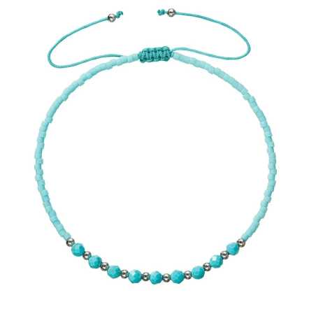 Textilní náramek s tyrkysovými Miyuki korálky 13037.3 turquoise Evolution Group