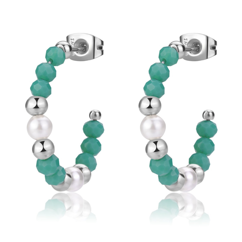 Ocelové kruhové náušnice s korálky Glint SGI22 S Agapo