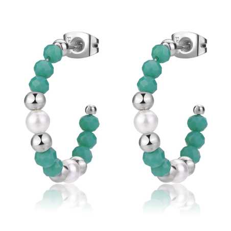 Ocelové kruhové náušnice s korálky Glint SGI22 S Agapo