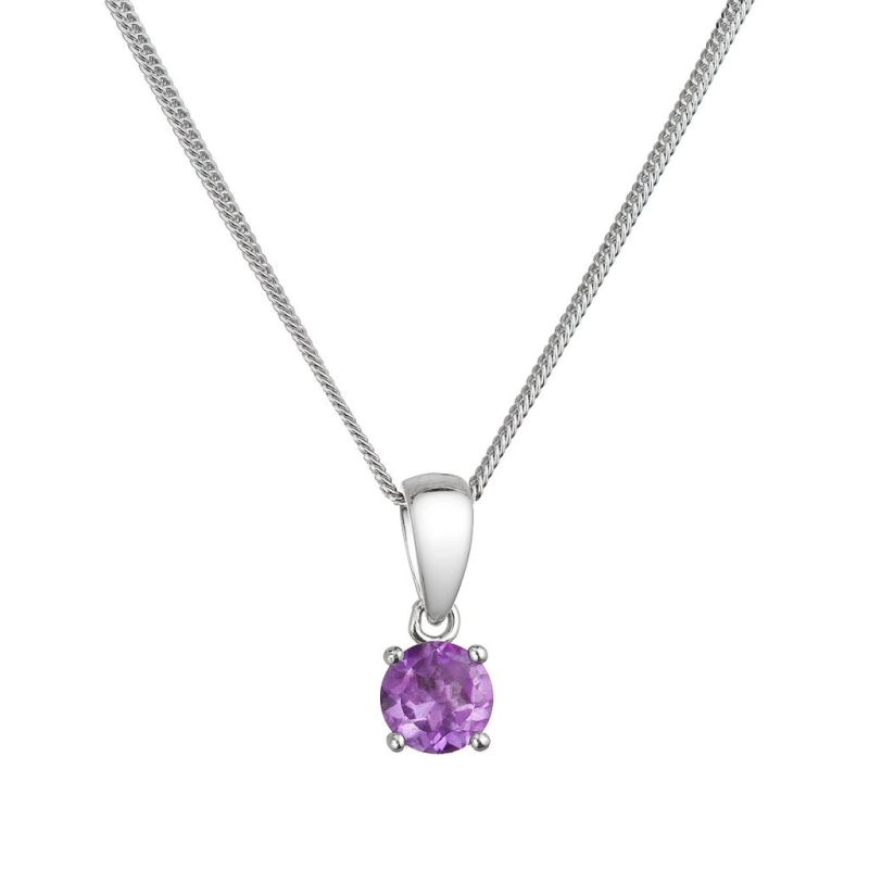 Stříbrný dámský náhrdelník s pravým ametystem 12078.3 Evolution Group