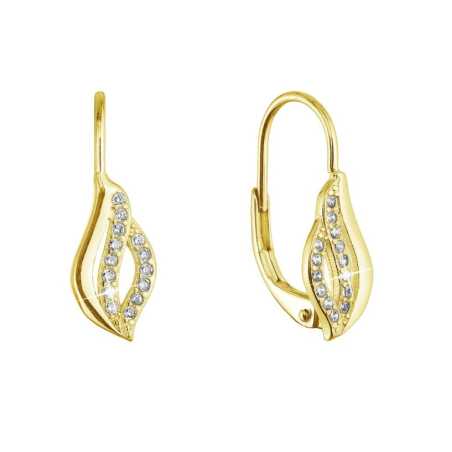 Slušivé pozlacené náušnice Vlnky se zirkony 11542.1/AU Evolution Group