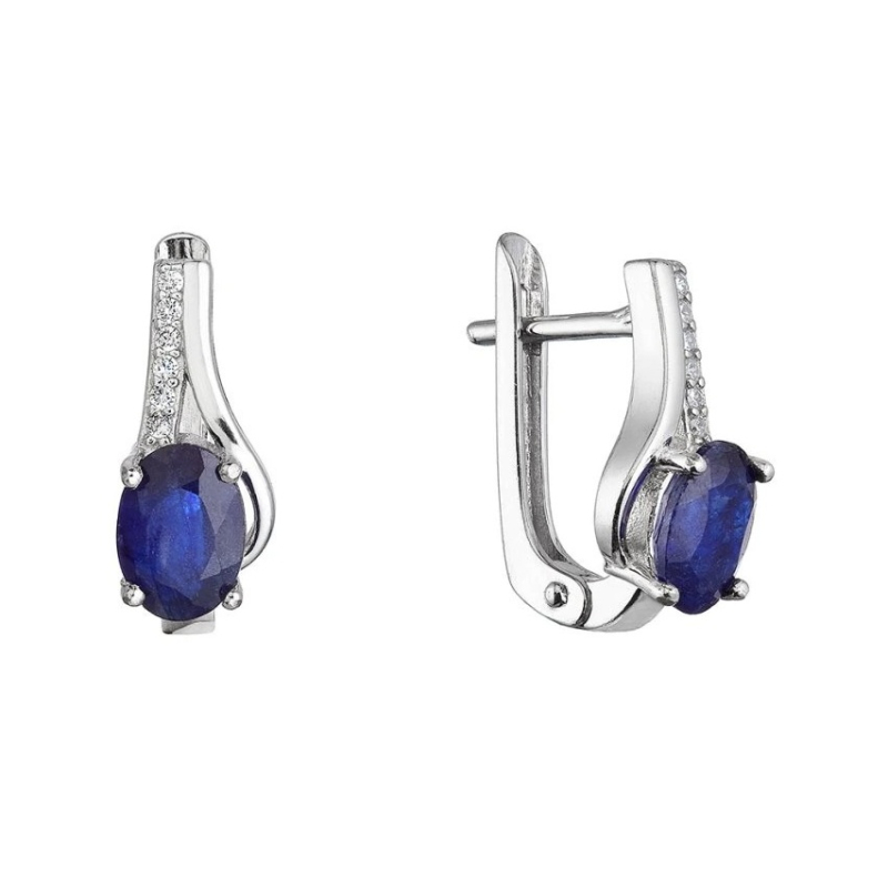 Stříbrné visací náušnice s pravým safírem 11488.3 Evolution Group Stříbrné visací náušnice s pravým safírem 11488.3 Evolution Group