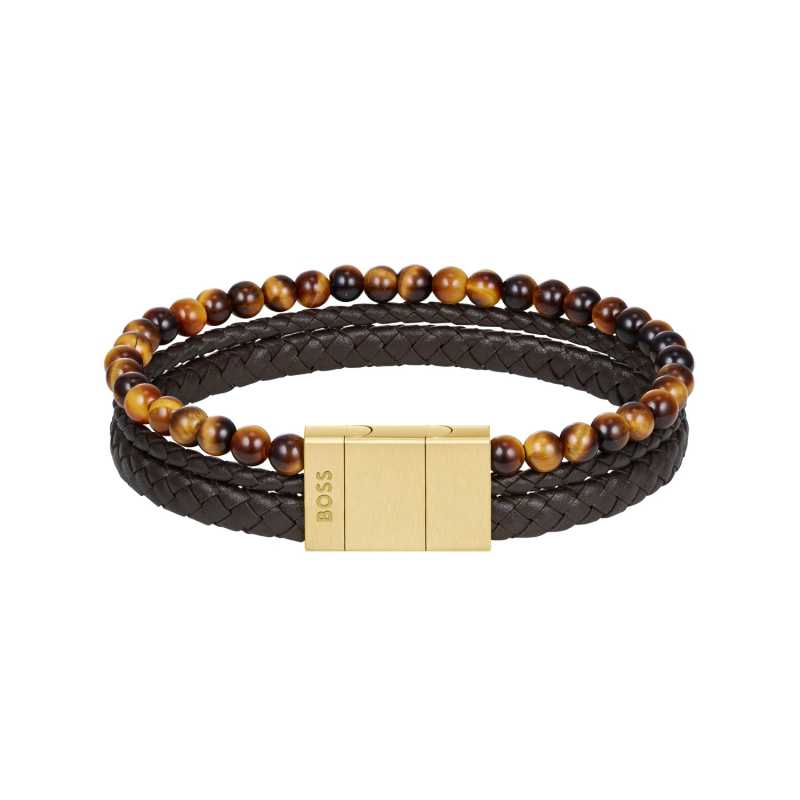 Trojitý hnědý náramek pro muže Sphere 1580787 Hugo Boss Trojitý hnědý náramek pro muže Sphere 1580787 Hugo Boss