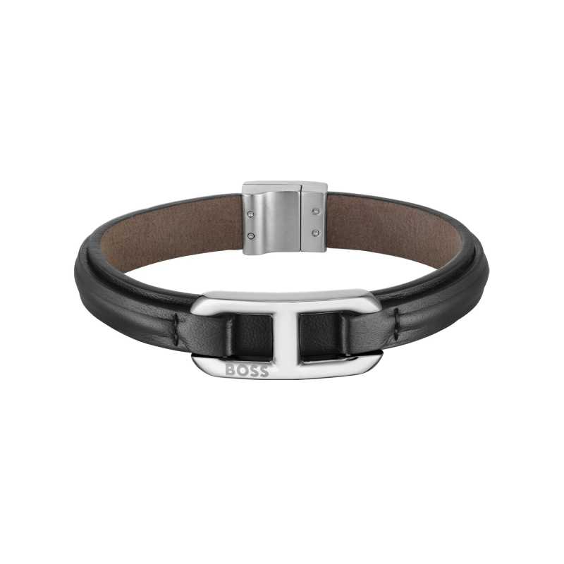 Elegantní kožený černý náramek Kode 1580783 Hugo Boss / Délka: 19 cm Elegantní kožený černý náramek Kode 1580783 Hugo Boss / Délka: 19 cm