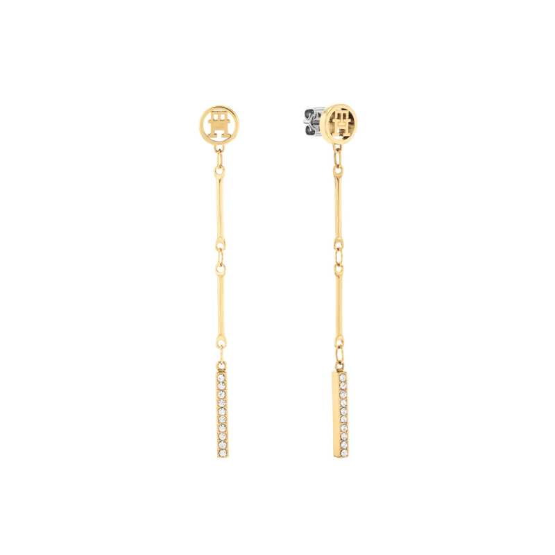 Visací pozlacené náušnice se zirkony Bar Chain 2781002 Tommy Hilfiger Visací pozlacené náušnice se zirkony Bar Chain 2781002 Tommy Hilfiger