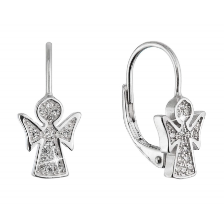 Něžné stříbrné náušnice Andílek se zirkony 11543.1 Evolution Group