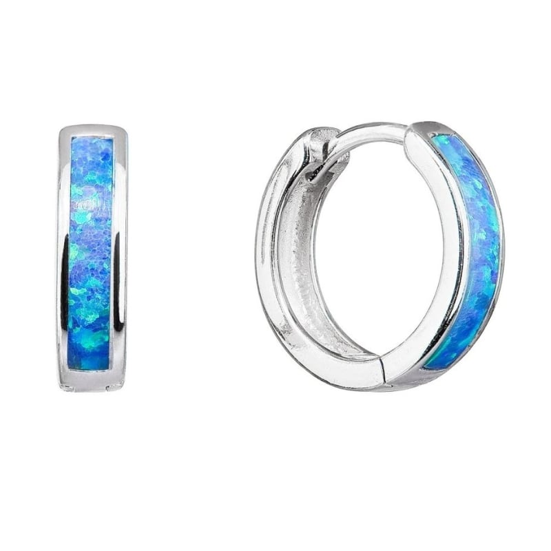 Slušivé kruhové náušnice s modrými syntetickými opály 11402.1 Evolution Group Slušivé kruhové náušnice s modrými syntetickými opály 11402.1 Evolution Group