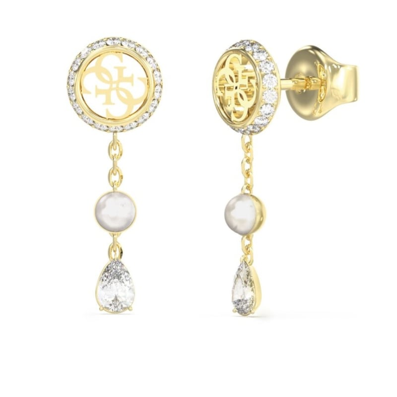 Visací náušnice s perličkou a zirkony Tiny Pearly JUBE05521JWYGT/U Guess Visací náušnice s perličkou a zirkony Tiny Pearly JUBE05521JWYGT/U Guess