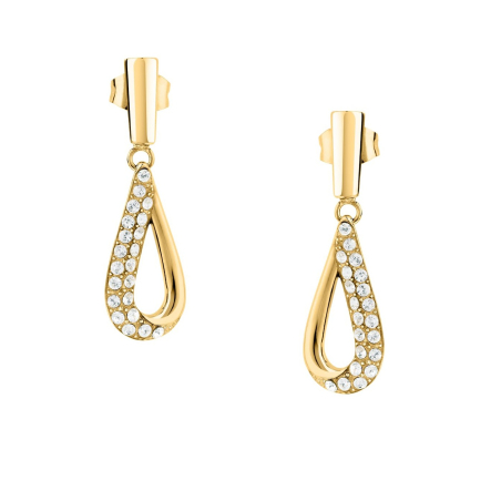 Pozlacené visací náušnice Kapka s krystaly Design SAYP29 Morellato