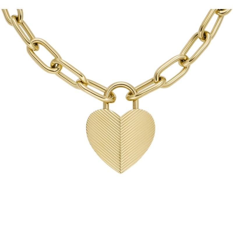 Výrazný pozlacený náhrdelník Srdce Harlow JF04656710 Fossil Výrazný pozlacený náhrdelník Srdce Harlow JF04656710 Fossil