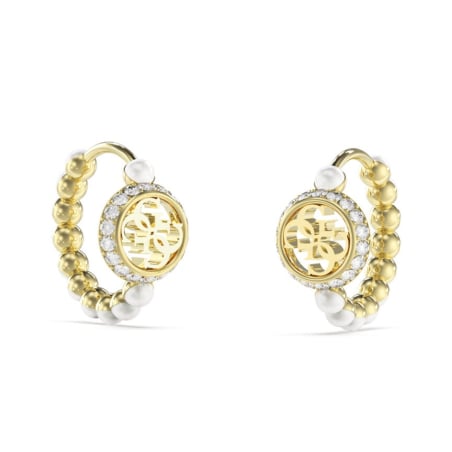 Jedinečné kruhové náušnice s perličkami Tiny Pearly JUBE05518JWYGT/U Guess