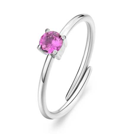 Ocelový prsten s fuchsiovým kubickým zirkonem Dazzly SDZ32 S Agapo