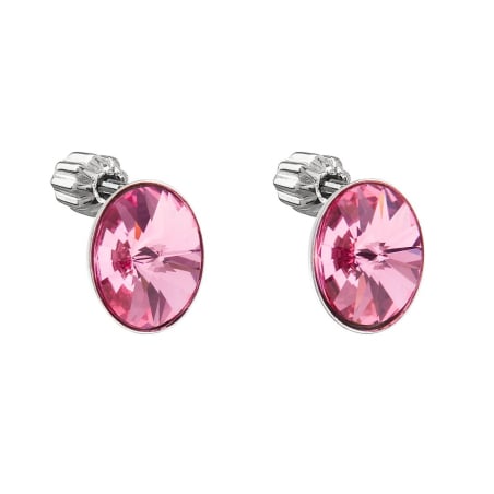 Růžové peckové náušnice s krystaly Swarovski 31274.3 rose Evolution Group