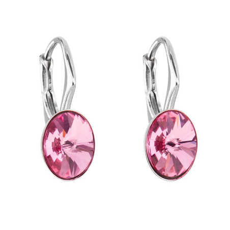 Růžové oválné náušnice s krystaly Swarovski 31276.3 rose Evolution Group