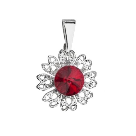 Třpytivý přívěsek s rudým krystalem Swarovski Květina 54032.3 siam Evolution Group