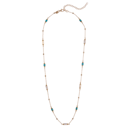 Něžný stříbrný náhrdelník s tyrkysem a perletí AL4994.01.000 Alisia