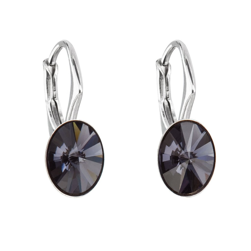 Blyštivé oválné náušnice s krystaly Swarovski 31276.3 graphite Evolution Group Blyštivé oválné náušnice s krystaly Swarovski 31276.3 graphite Evolution Group