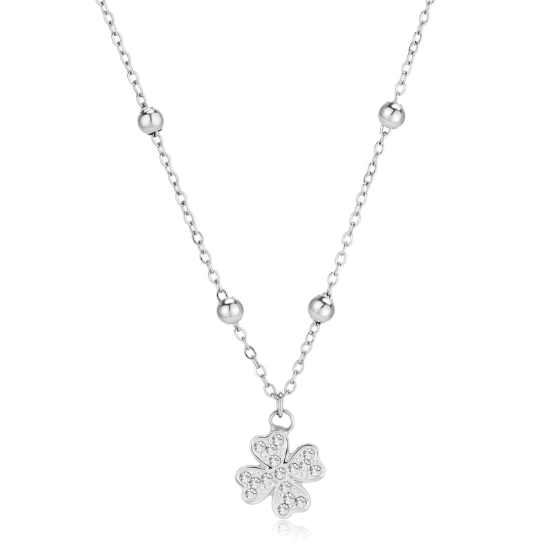 Ocelový náhrdelník Čtyřlístek s krystaly Witch SWH04 S Agapo