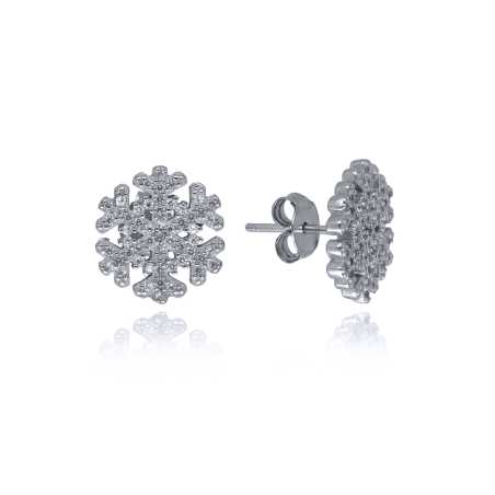 Krásné stříbrné náušnice Vločky E0002567 Moiss