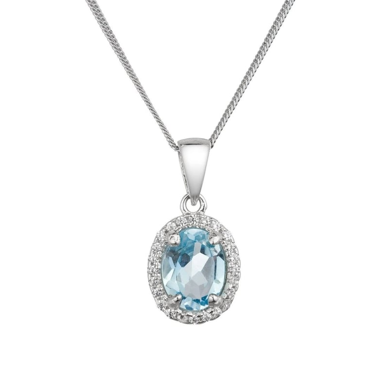 Blyštivý stříbrný náhrdelník s pravým topazem a zirkony 12086.3 Evolution Group Blyštivý stříbrný náhrdelník s pravým topazem a zirkony 12086.3 Evolution Group