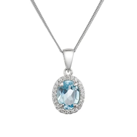 Blyštivý stříbrný náhrdelník s pravým topazem a zirkony 12086.3 Evolution Group