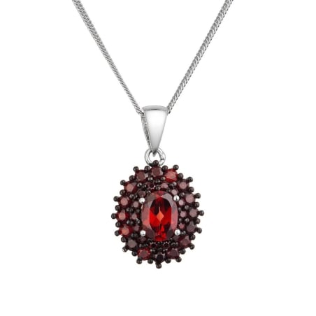 Luxusní stříbrný náhrdelník s pravými granáty 12091.3 Evolution Group