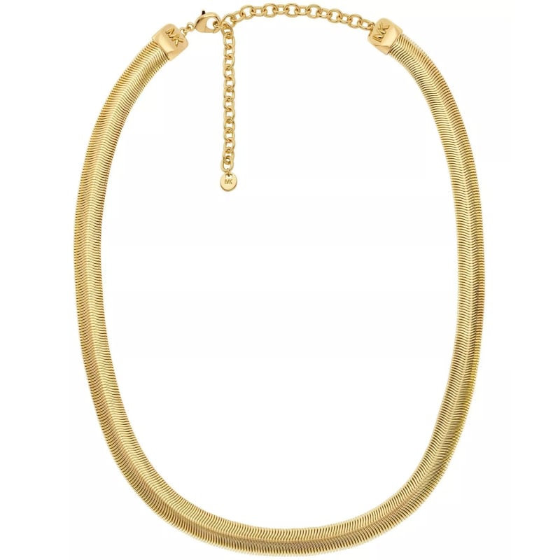 Výrazný pozlacený náhrdelník Hádek Metallic Muse MKJ8486710 Michael Kors