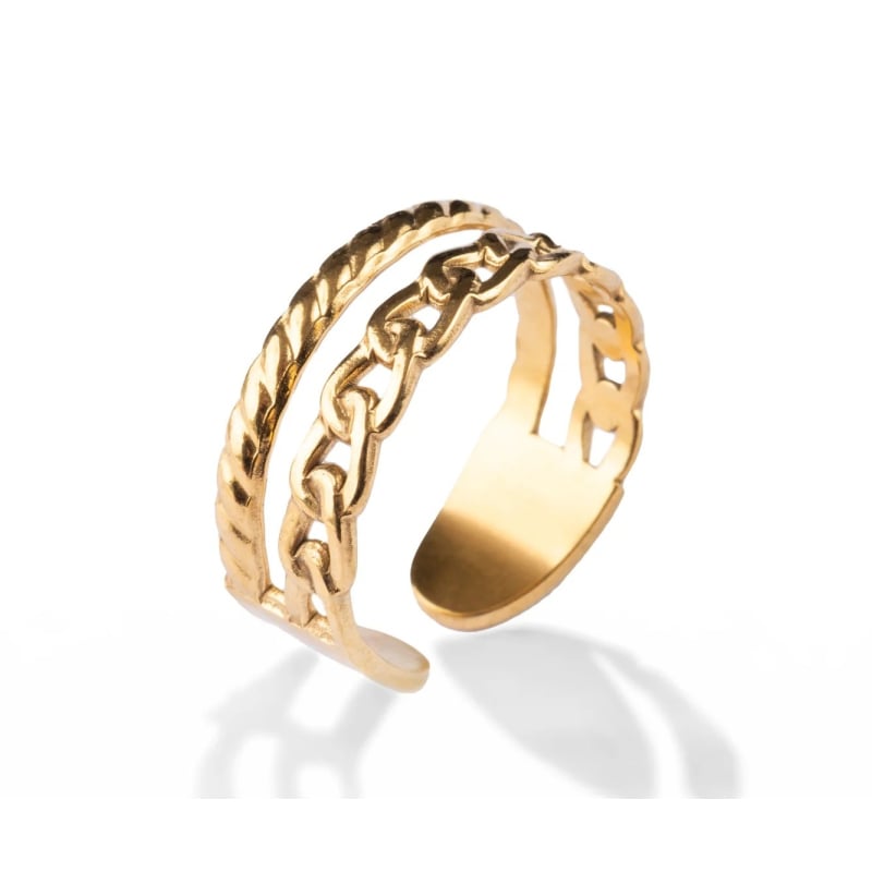 Rozdvojený pozlacený prsten Isari MCR250277G Marc Malone Rozdvojený pozlacený prsten Isari MCR250277G Marc Malone