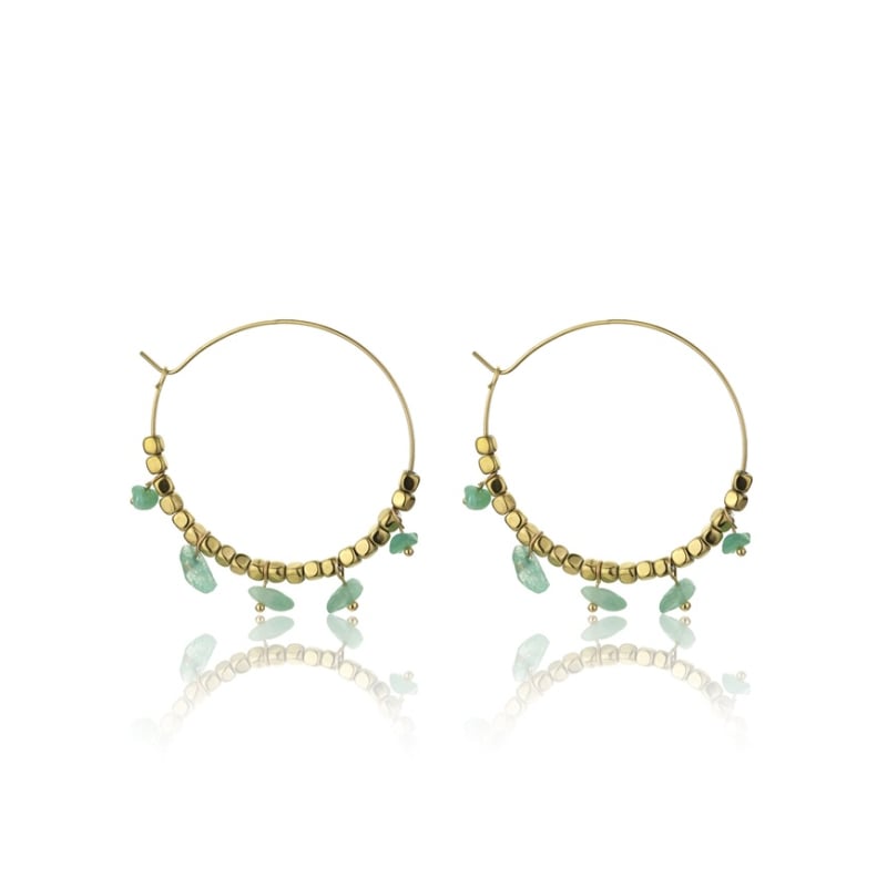 Pozlacené náušnice kruhy s achátem Eden EWE23041G Emily Westwood