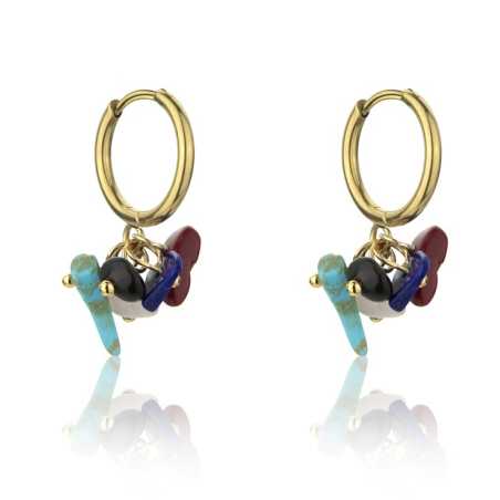 Pozlacené kruhové náušnice s přívěsky EWE23047G Emily Westwood