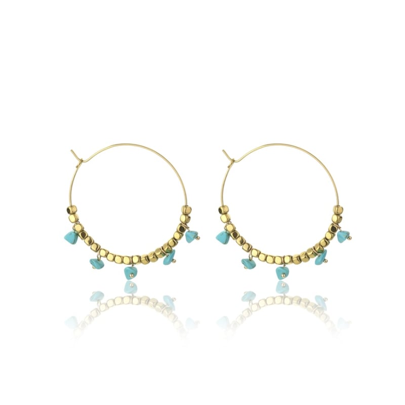 Pozlacené náušnice kruhy s tyrkysem Eden EWE23042G Emily Westwood