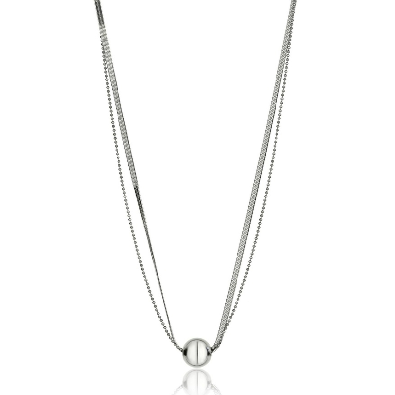 Dvojitý ocelový náhrdelník Skye Silver Necklace MCN24001S Marc Malone