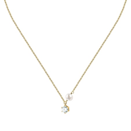 Pozlacený náhrdelník s pravou perlou a zirkonem Perla SXU57 Morellato