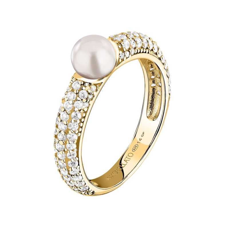 Pozlacený prsten s pravou perlou a zirkony Perla SXU510 Morellato / Obvod: 52 mm - 52 mm Pozlacený prsten s pravou perlou a zirkony Perla SXU510 Morellato / Obvod: 52 mm - 52 mm