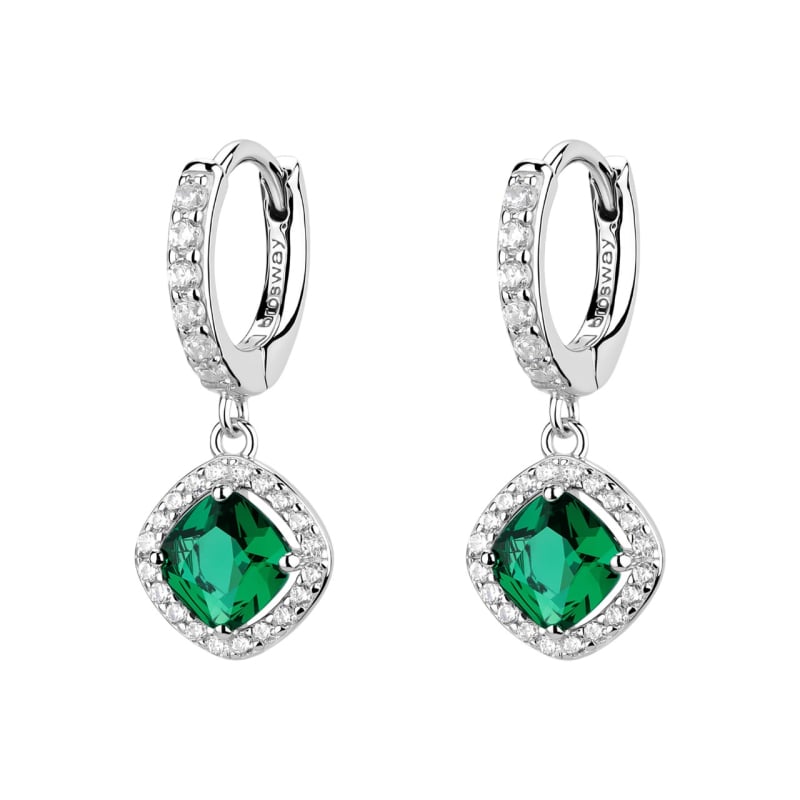 Třpytivé kruhové náušnice s kubickými zirkony Fancy Life Green FLG142 Brosway