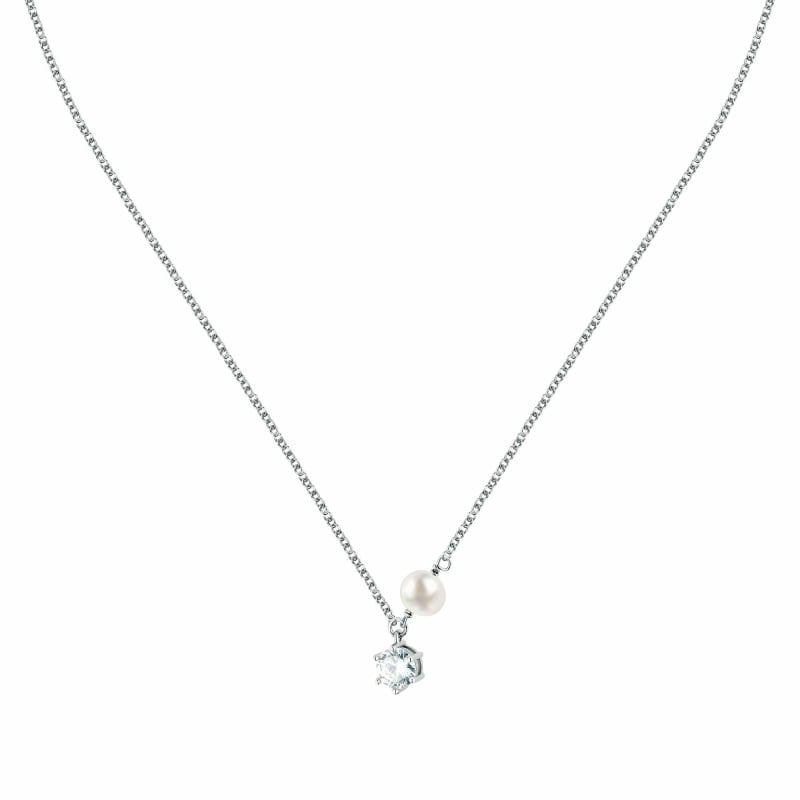 Stříbrný náhrdelník s pravou perlou a zirkonem Perla SXU54 Morellato