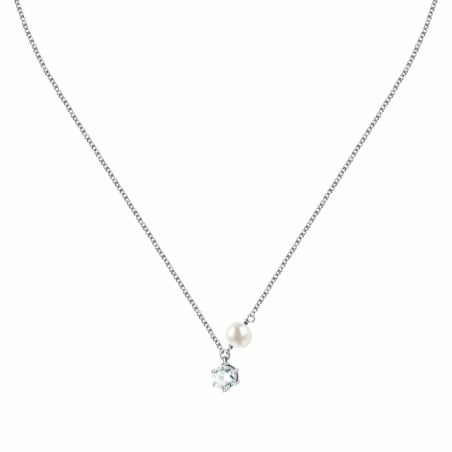Stříbrný náhrdelník s pravou perlou a zirkonem Perla SXU54 Morellato