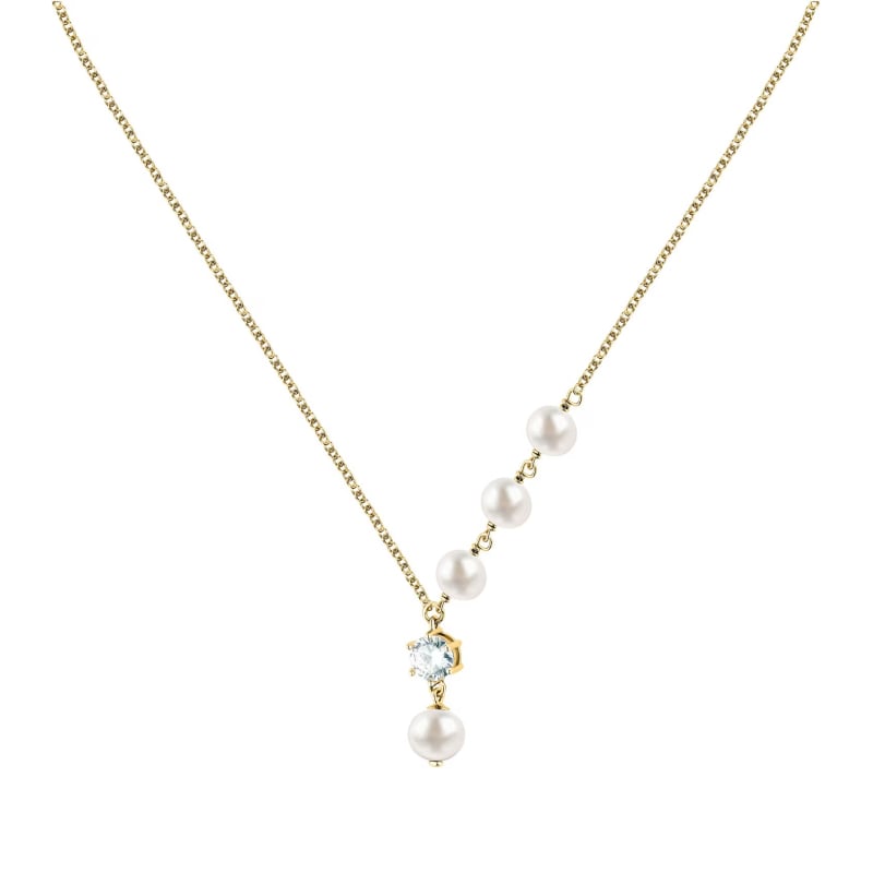 Elegantní náhrdelník s pravými perlami a zirkonem Perla SXU56 Morellato