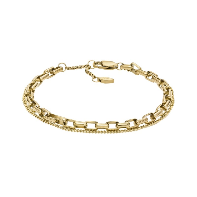 Moderní dvojitý náramek z pozlacené oceli JOF00973710 Fossil Moderní dvojitý náramek z pozlacené oceli JOF00973710 Fossil