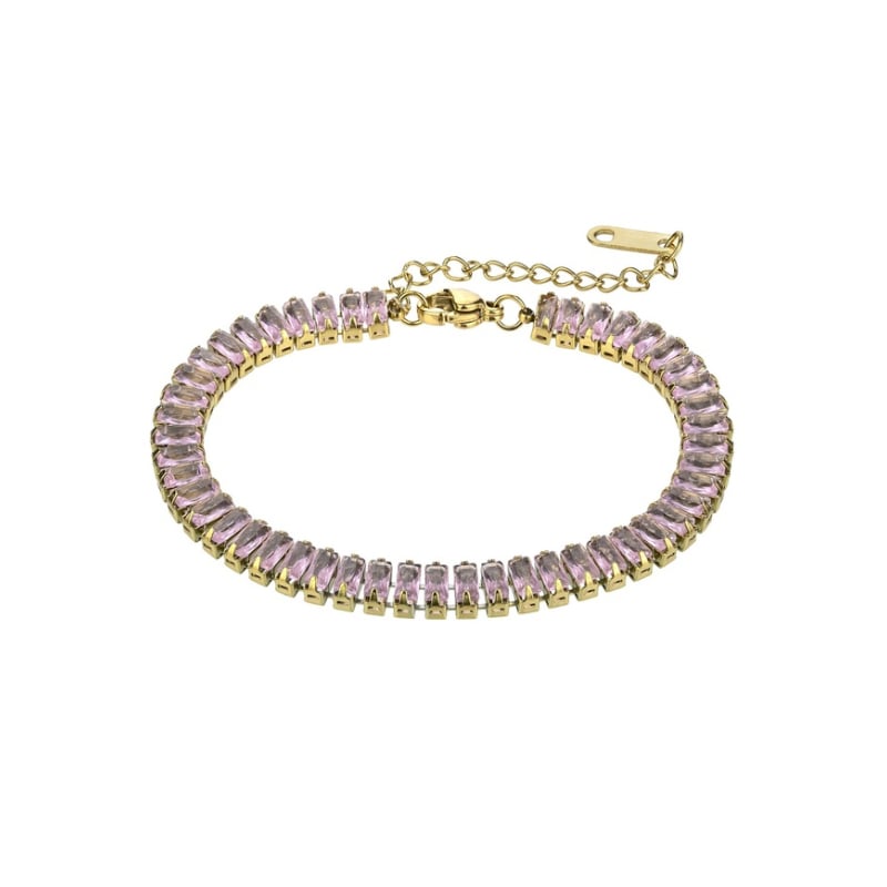 Blyštivý tenisový náramek se světle růžovými zirkony Braelynn MCB24036G Marc Malone