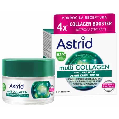 Denní krém proti vráskám a pro obnovení pružnosti SPF 10 Multi Collagen (Cream) Astrid - 50 ml