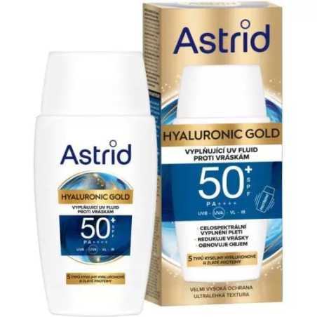 Vyplňující denní pleťový fluid SPF 50 Hyaluronic Gold (Fluid) Astrid - 50 ml